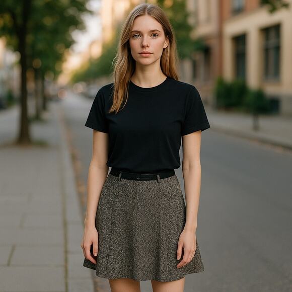 Armani Collezioni Skater Skirt Size 10 Black & White Marl with belt loops - Picture 1 of 9